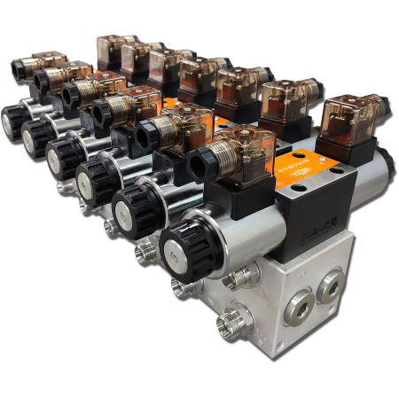 ROZDZIELACZ HYDRAULICZNY CETOP 6 SEKCYJNY 60L ELEKTRYCZNY 12V